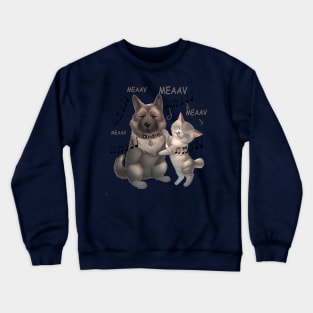 wolf dog and cat love Crewneck Sweatshirt